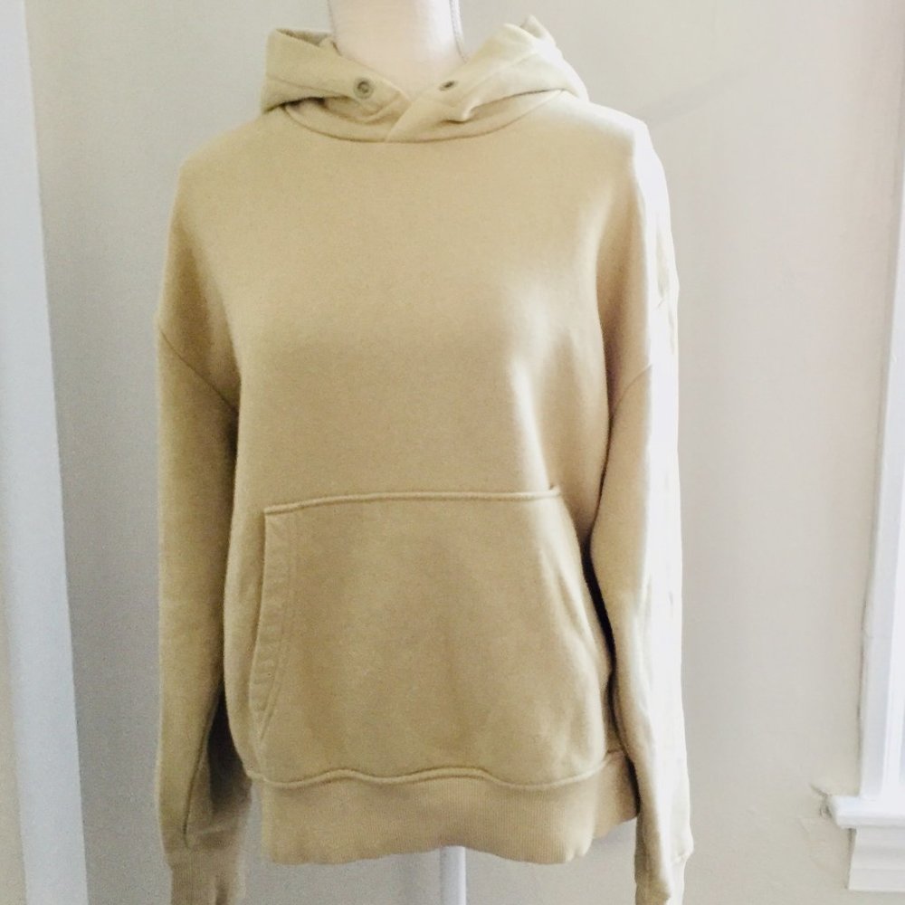 Zara Cream Fleece Lined Sweatshirt Hoodie Size Small